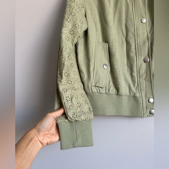 7 For All Mankind Eyelet Sleeves Bomber Jacket - Picture 12 of 12